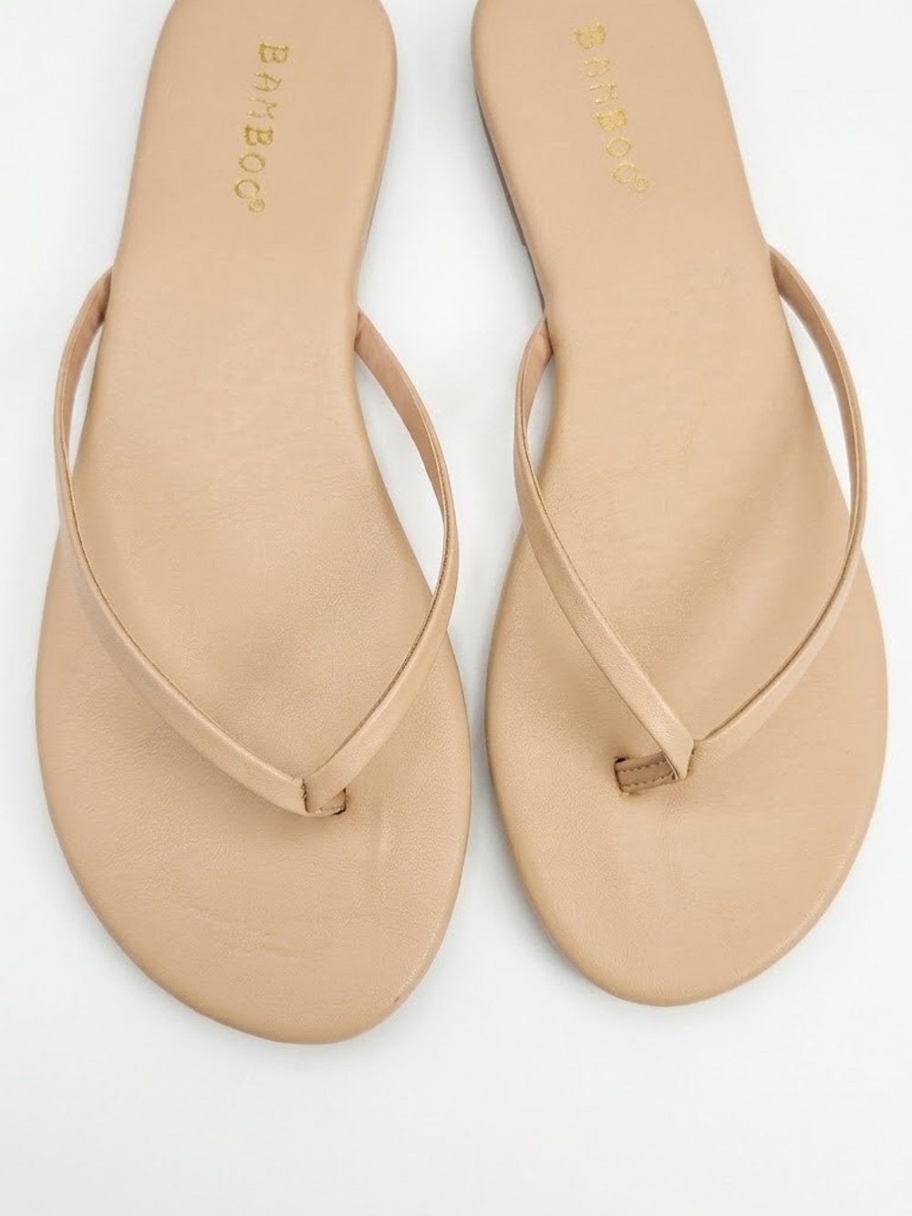 285 | Nude Faux Leather Flip Flop Sandals